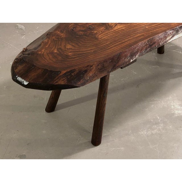 Gouge-cut Wooden Coffee Table, France, 1950s For Sale - Image 9 of 18