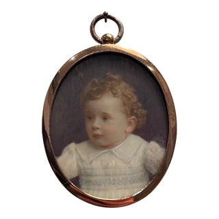 1930 Portrait Miniature of a Child For Sale