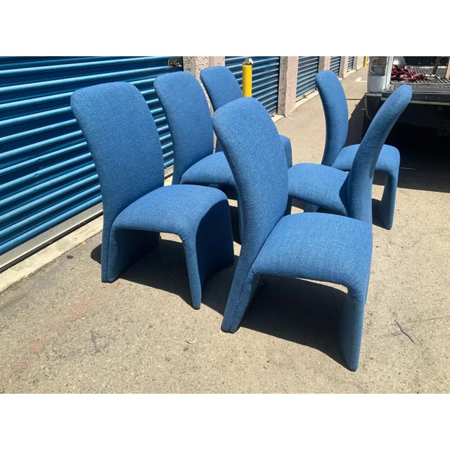 Postmodern Sculptural Ribbon Dining Chairs After Olivier Mourgue . Great looking set of MCM fully upholstered dining...