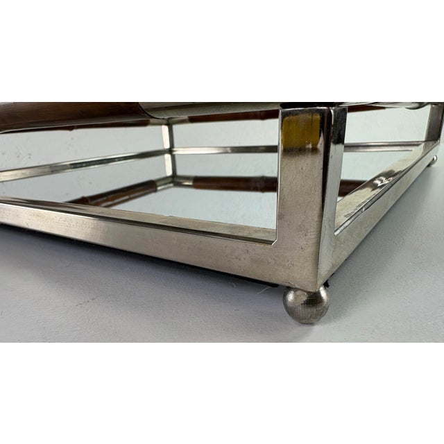 Wood Stylish Nickel and Bamboo Galley Tray After Ralph Lauren For Sale - Image 7 of 8