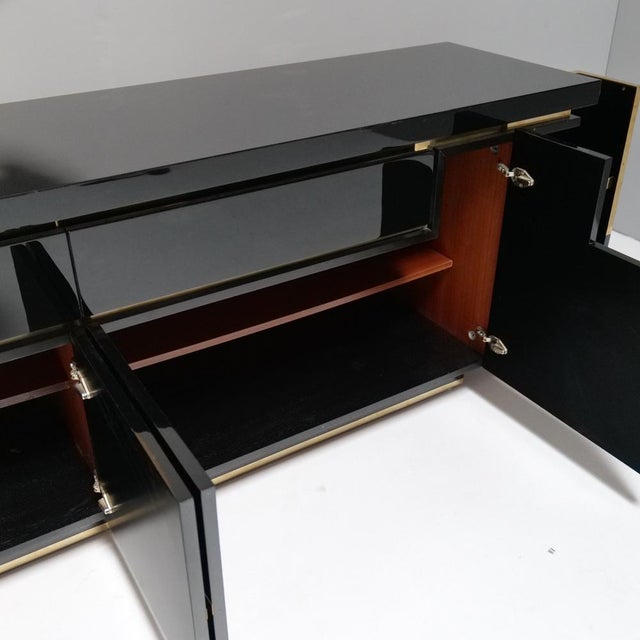 Brass Sideboard in High Gloss Black by Jean Claude Mahey for Roche Bobois, 1980s For Sale - Image 6 of 14