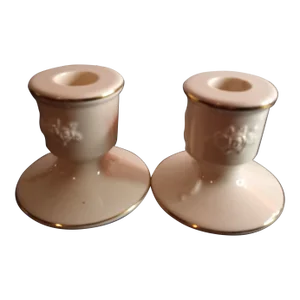Vintage Lenox Ivory Fine Porcelain Candle Holders- Set of 2