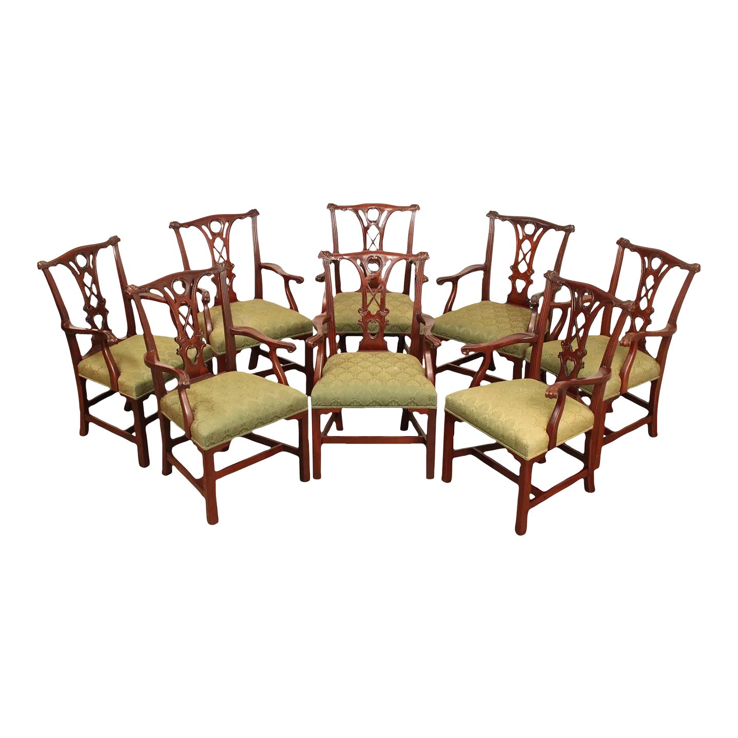 Kindel Furniture Irish Set of Eight Mahogany Dining Chairs