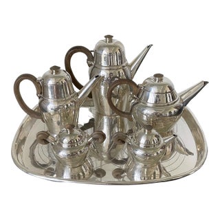 Large Mexican Modern Sterling Silver Coffee Tea Serving Set William Spratling For Sale