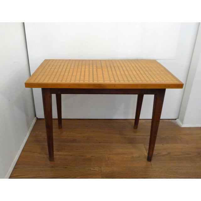 Mid-Century Wood Coffee Table with Graphic Marquetry and Grid Pattern, 1950s For Sale - Image 4 of 13