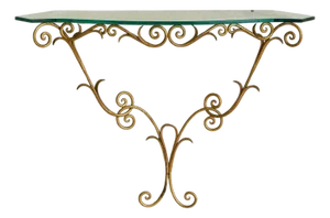 Italian Gilt Iron Wall-Mounted Console in the Manner of Pier Luigi Colli, 1950s
