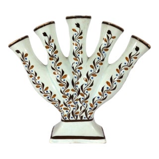 Pearlware Prattware Five-Finger Flower Vase or Quintal Circa 1795–1810 For Sale