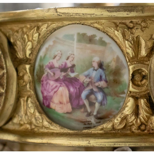 Early 20th Century French Rococo Revival Six Arm Gilt Bronze and Crystal Chandelier With Porcelain Plaques For Sale - Image 14 of 16