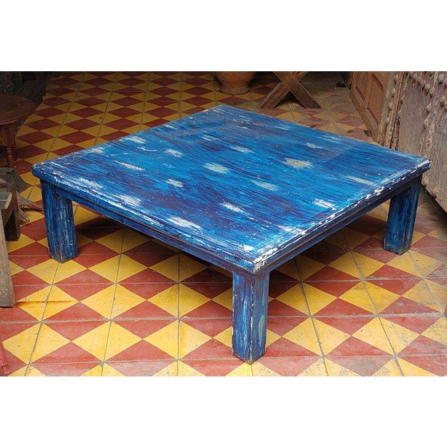 Moroccan Wooden Bleach Blue Coffee Table Chairish
