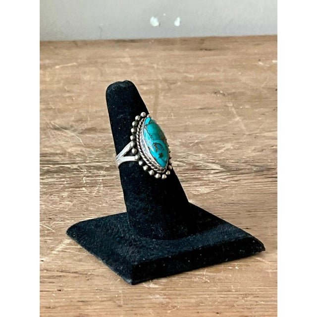 Blue Vintage Boho Native American Style Turquoise Ring For Sale - Image 8 of 12