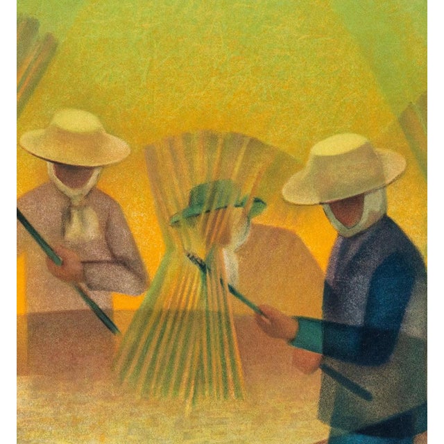 Louis TOFFOLI (1907-1999) Rice Threshers in Thailand Original color lithograph Signed in pencil On Japanese paper, 76 x 56...