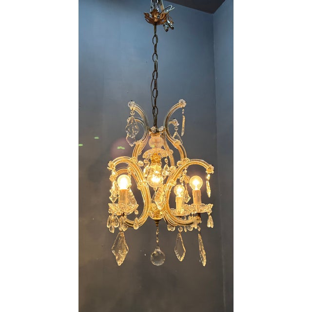Italian Crystal and Murano Glass Chandelier, 1950s For Sale - Image 6 of 14