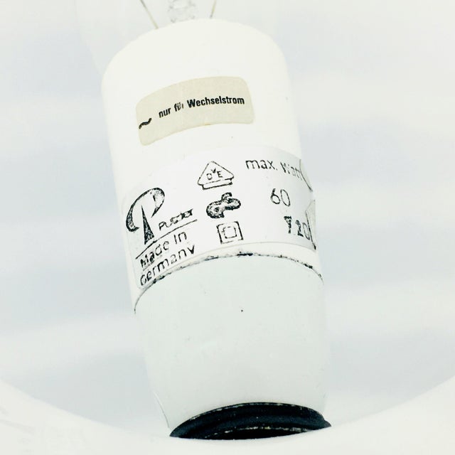 White Pair of Mid Century Striped Mushroom Table/Bedside Lamps From Peill & Putzler, Germany, 1970s For Sale - Image 8 of 8