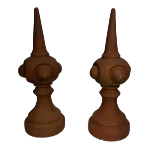 Antique Terra-Cotta Finials- a Pair