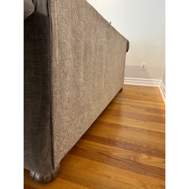 Hollywood Regency Thomasville Luxury Chesterfield Leather Loveseat + Sofa For Sale - Image 3 of 7