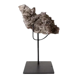 Late 20th Century Small Crystal Rock Specimen With Custom Iron Stand
