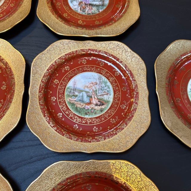 Early 20th Century Royal Vienna Square Dessert Plates, Set of Eleven For Sale - Image 5 of 12