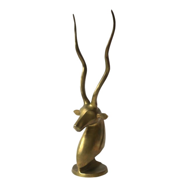 Brass Gazelle Antelope Animal Sculpture Decorative Object, Tall For Sale