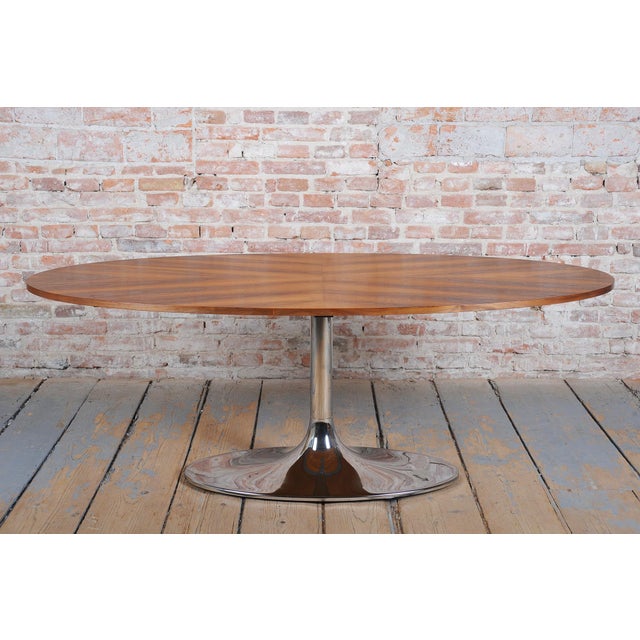 Bauhaus Oval Table in Chromed Steel and Walnut from Kovona, Czech, 1960s For Sale - Image 9 of 16