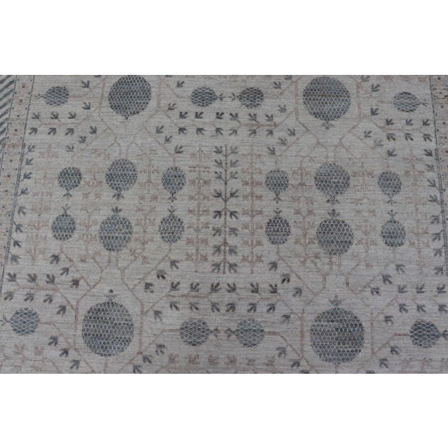 2020s Modern Tribal Khotan Rug in Shades of Cream, Tan, and Light Teal For Sale - Image 5 of 13