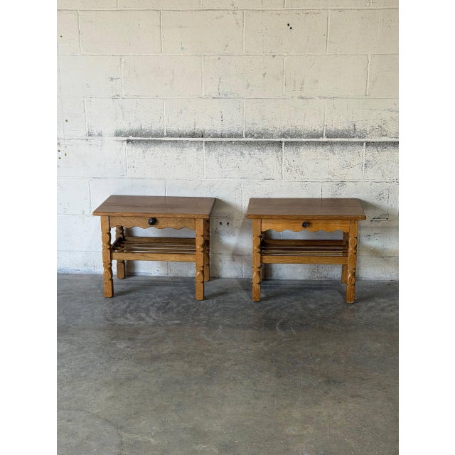 This charming set of nightstands features a single pull-out drawer and an open lower slatted shelf supported by...