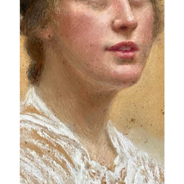 Paper Clark, Young Lady, 1900, Pastel on Paper For Sale - Image 7 of 11