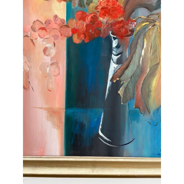 Mid 20th Century Vintage Mid-Century Floral Still Life Painting by Pete Hadley – Framed For Sale - Image 5 of 13