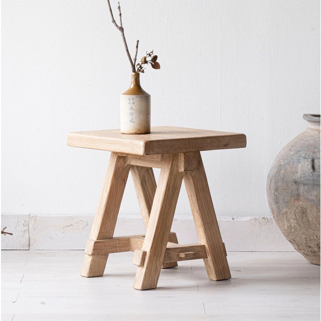 New special order item. Not vintage. The light, natural finish of the reclaimed elm wood enhances the open-air, A-frame...
