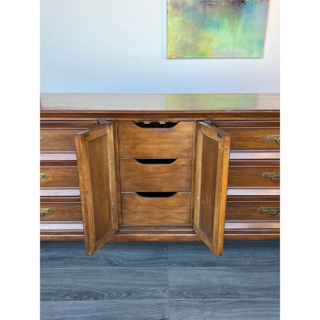 Mid-Century Modern Mid-Century Walnut Dresser of Nine Drawers For Sale - Image 3 of 7