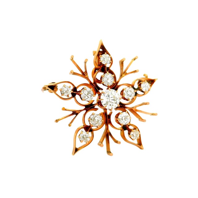 An antique brooch from the late 1800’s featuring approximately 2.50 carats of bright brilliant old-mine diamonds. Crafted...