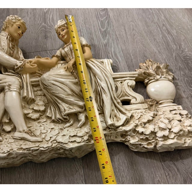 Beige Vintage Victorian Scene Resin Courting Couple Wall Plaque 30in For Sale - Image 8 of 8