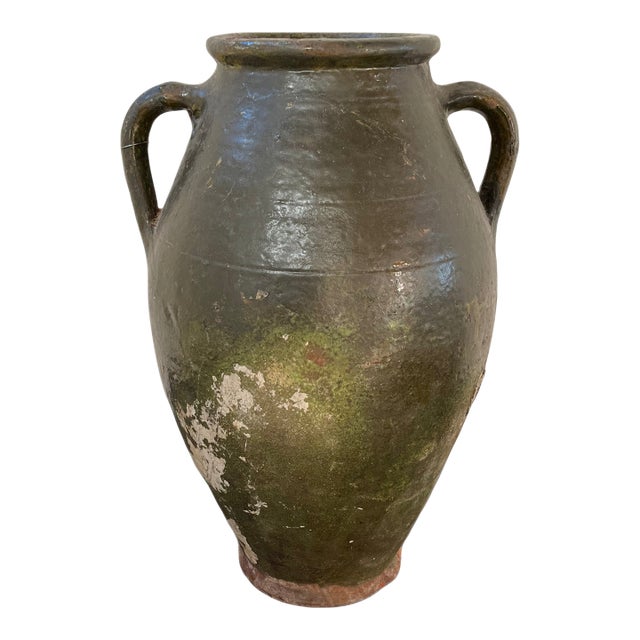 Antique Moroccan Green Vase Vessel For Sale