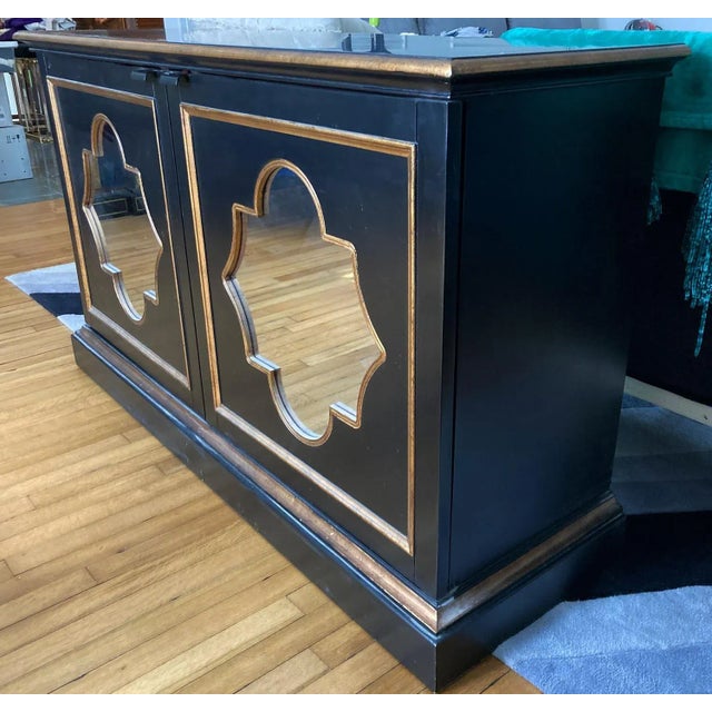 Black Ebonized Gilt Mirrored Chest Credenza For Sale - Image 9 of 10