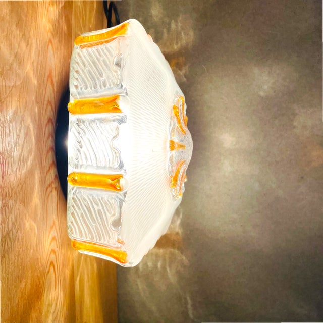 Murano Glass Clear and Amber Square Flush Mount, 1970s For Sale - Image 9 of 15