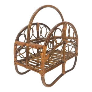 Mint Condition Mid Century modern c1970s Burnt Bamboo Magazine Rack