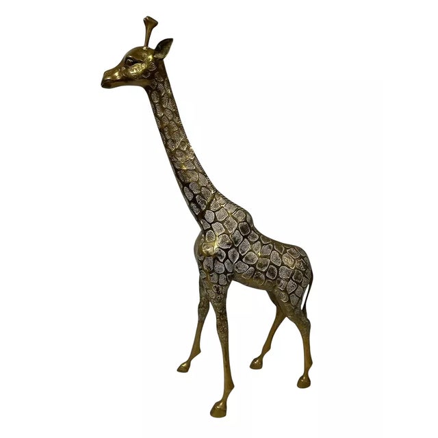 1980s Hollywood Regency Large Brass Giraffe Sculptures - A Pair For Sale In Chicago - Image 6 of 11