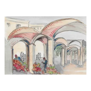 1950s Ivy Attwell Algiers Market Watercolor