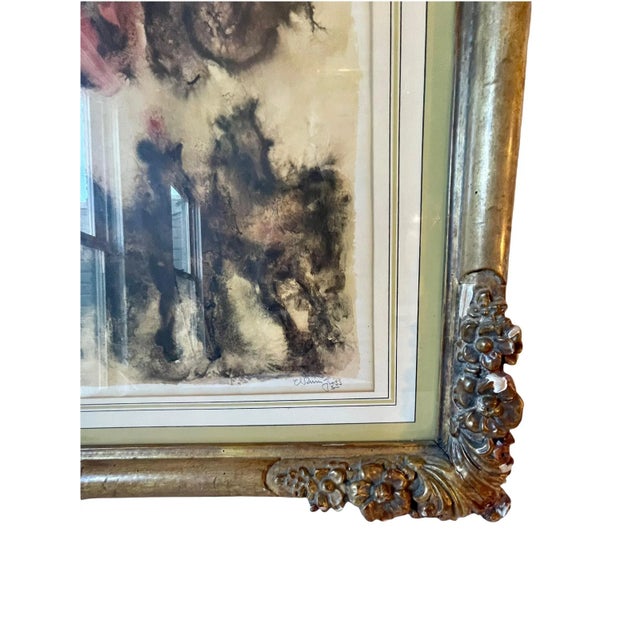 Wood Mid 20th Century "Acrobats" Expressionist Figurative Limited Edition Lithograph by Chaim Gross, Framed For Sale - Image 7 of 13