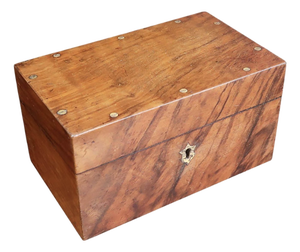 Small Antique Walnut Box with Marbleized Paper Interior, England, 1870s