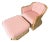 Peter Rocchia for Wicker Works rattan lounge chair & ottoman. Thick braided edge to both pieces. Upholstered in a pink and...