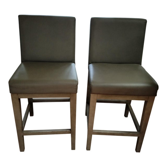 Restoration Hardware Leather Counter Stool A Pair Chairish