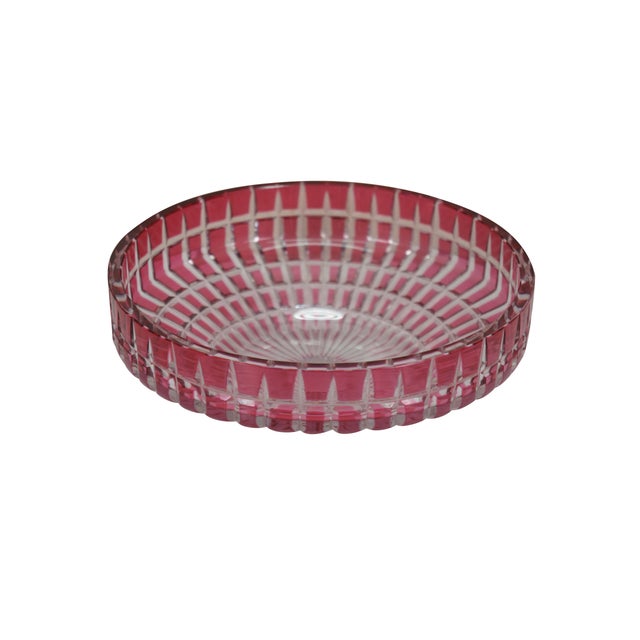 Art Deco Antique American Brilliant Cut to Clear Cranberry Fruit Bowl Compote 10" For Sale - Image 3 of 10