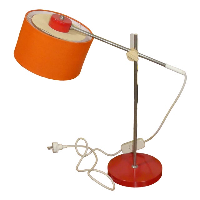 Orange Red Table Lamp, 1970s For Sale