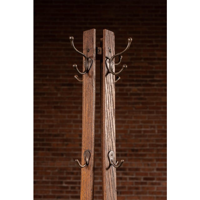 Arts & Crafts Early 20th Century Arts & Crafts Style Oak Hall Tree For Sale - Image 3 of 8