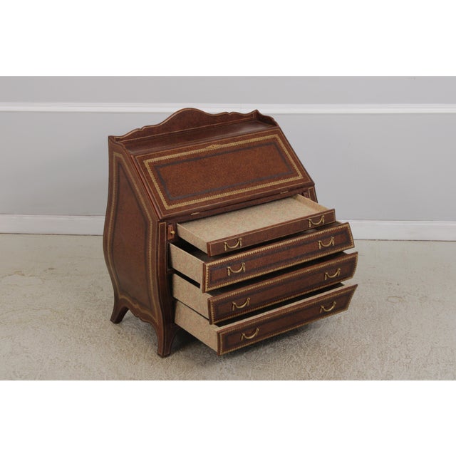 1980s Maitland Smith Leather Wrapped Secretary Desk For Sale - Image 5 of 18