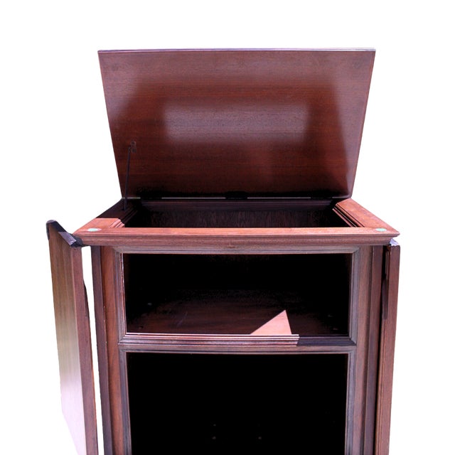 Berkey & Gay 1920s Berkey & Gay Jacobean Revival Carved Walnut Lift-Top Bar Cabinet For Sale - Image 4 of 11