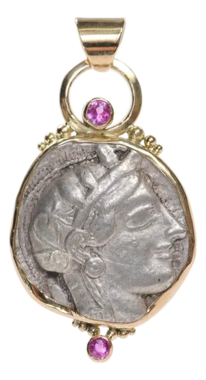 Athena Pendant W/ Pink Sapphires & 18k Trim