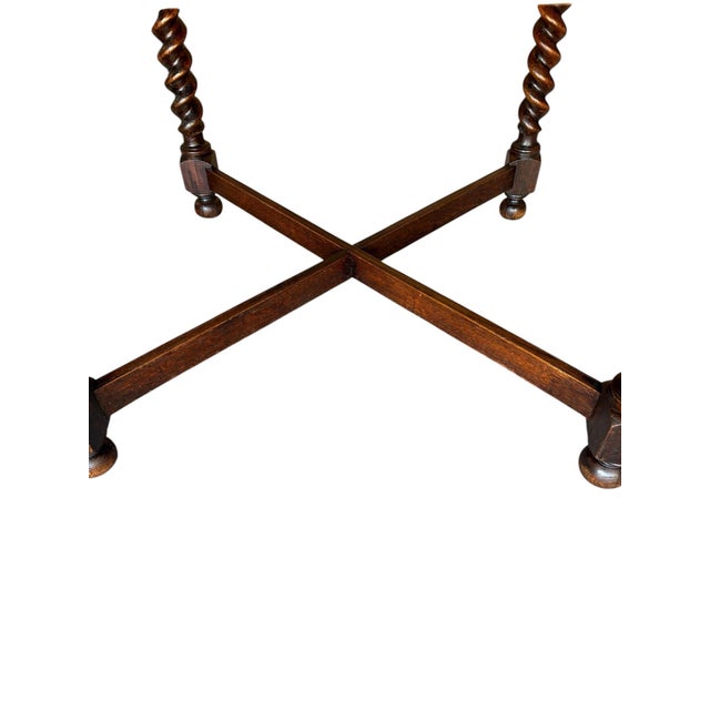 1930s Solid Oak Quarter Sawn Draw Leaf Barley Twist Dining Table For Sale - Image 12 of 12