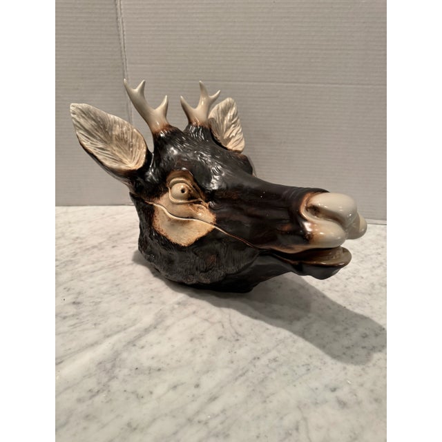Ceramic Fabulous Mancioli Porcelain Stag’s Head Tureen For Sale - Image 7 of 8