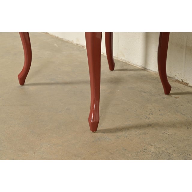 Karges Style French Provincial Louis XV Brown Lacquered Dining Chairs, Set of Four For Sale - Image 9 of 12